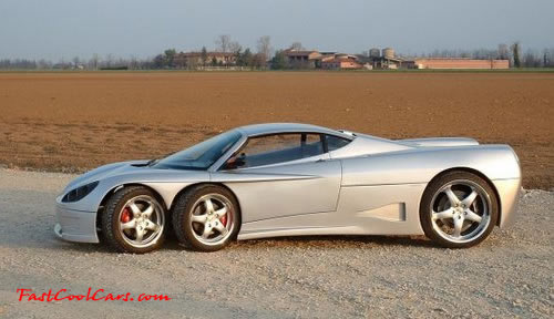 The ideas behind the Tyrell P34 don�t necessarily translate to the C6W, though Ferruccio Covini, the company�s founder, gives the following reasons for creating his modern-day six-wheeler: Less risk of front tires deflating, less risk of aquaplaning, better braking, better grip, better comfort, better absorption of frontal impact.