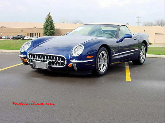 By blending the classic styling of the 1950's with performance, comfort, and technology of the 21st century, the 1953-2003 Commemorative Edition offers the best of both eras. Nice blue paint job.