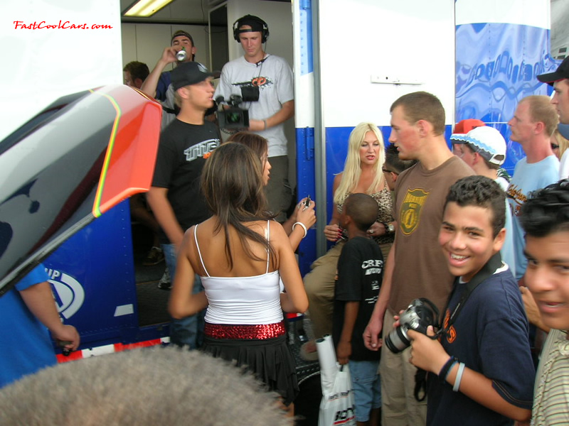 Linda Hogan and her son Nick and some models about to take pictures.